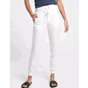 Athleta Cabo 100% Linen Jogger Pants, Women's Size 10, White